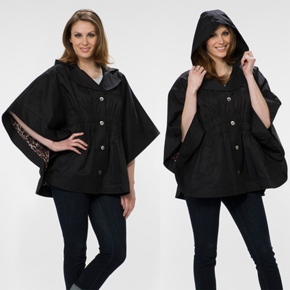 Betsey Johnson Jackets & Blazers - Betsey Johnson Cape Poncho Hooded Jacket Black Women's Medium H14695
